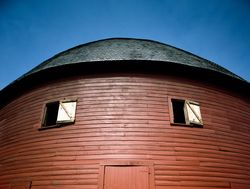 Up shot of Red Round Barn Arcadia, Oklahoma