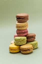 Vintage pile of colorful French macaroons or macarons