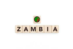Wooden blocks bearing the name and flag of Zambia.