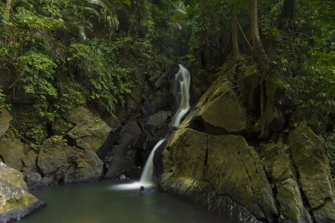 Pria Laot waterfall in the central area of Pulau Weh island, Sumatra, Indonesia
