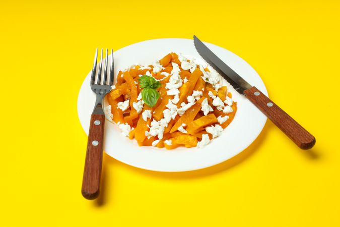Concept of tasty homemade dish - baked pumpkin