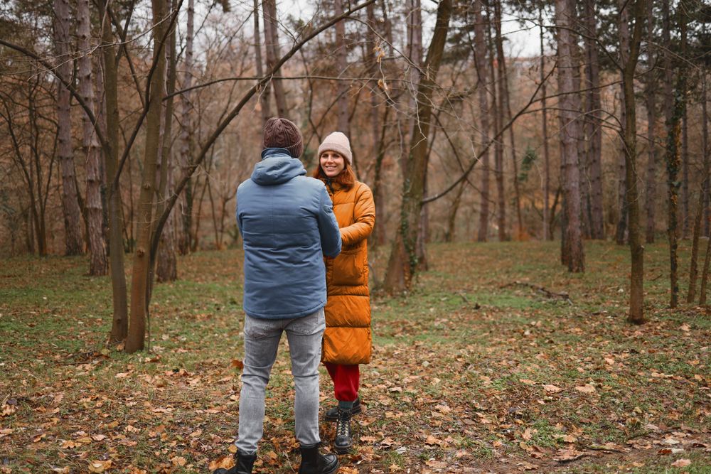 Lovebirds dancing in the park.
