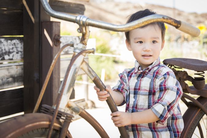 Young Boy Having Fun on the Bicycle