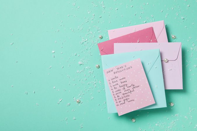 Concept of New Year Resolutions list, new year goals, space for text
