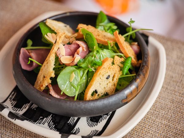 Delicious salad with in designer plate
