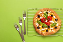 Concept of tasty food, Vegetable galette, top view