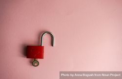 Valentine's concept with red padlock in pink background 0LddYP
