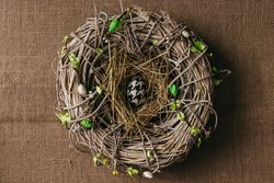 Decorated Easter egg in bird nest