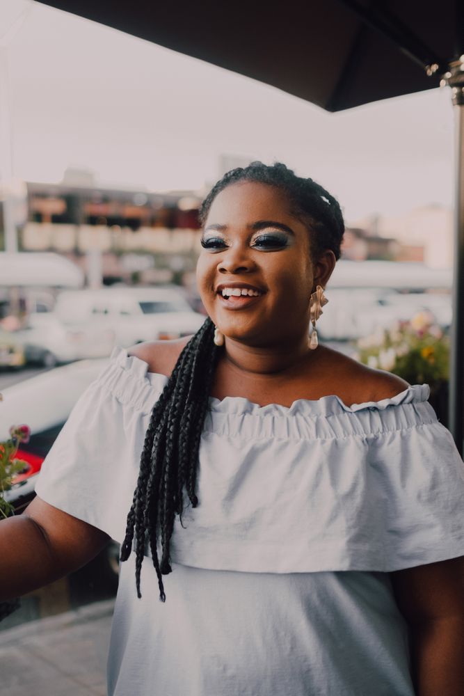 Content trendy Black woman on street