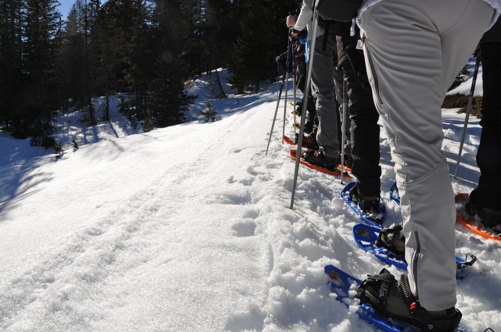 People about to ski on snow covered field