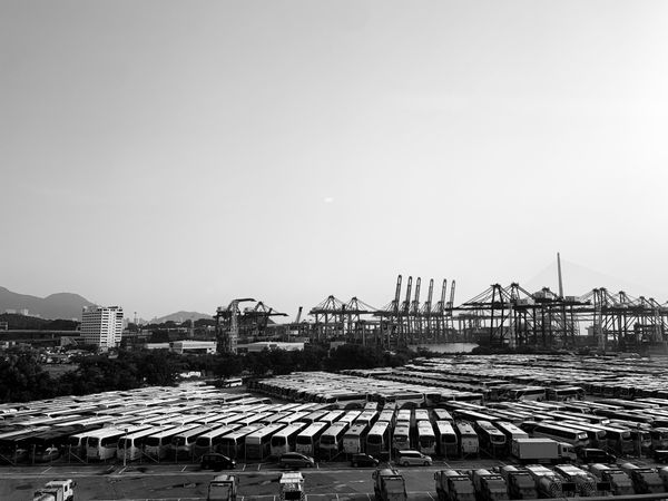 Grayscale photo seaport of Kowloon, Hong Kong