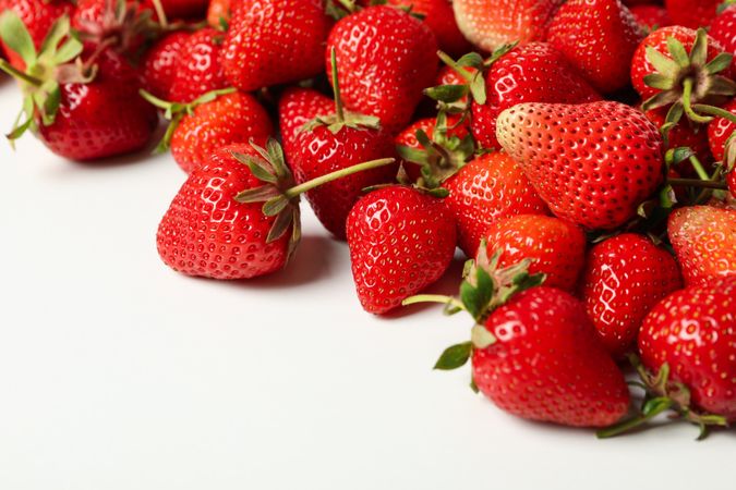 Tasty red strawberry on plain background, close up. Summer berry
