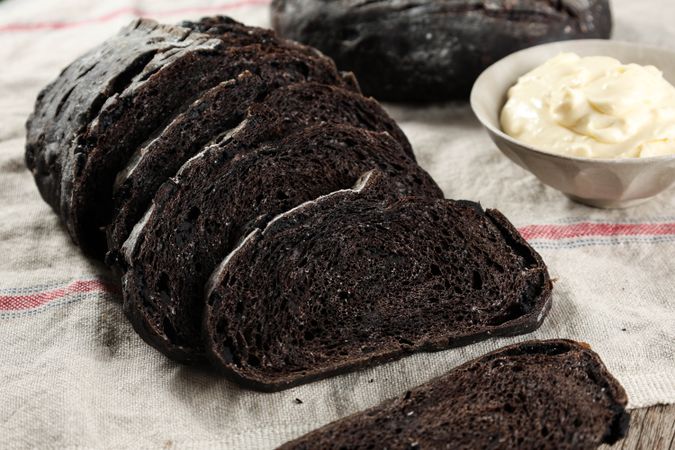 Close Up Sliced Chocolate Country Sourdough Bread