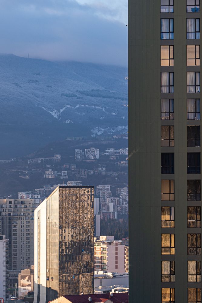 Tbilisi's downtown in the misty morning