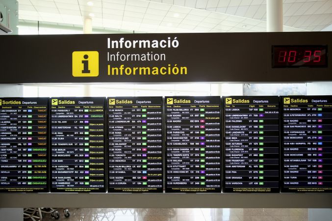 Modern schedule board in airport