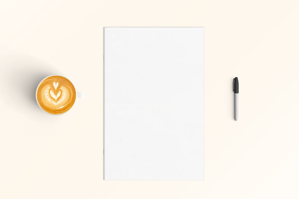 Modern workspace with  copy space on color background