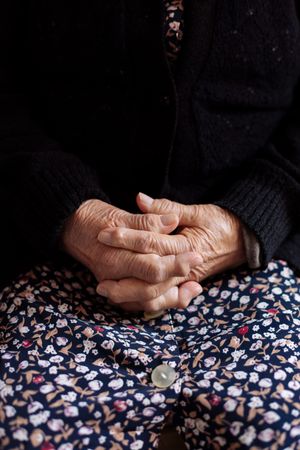 Detail of hands of an mature woman