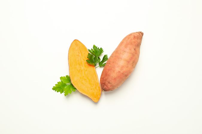 Concept of vegetables, sweet potato, top view