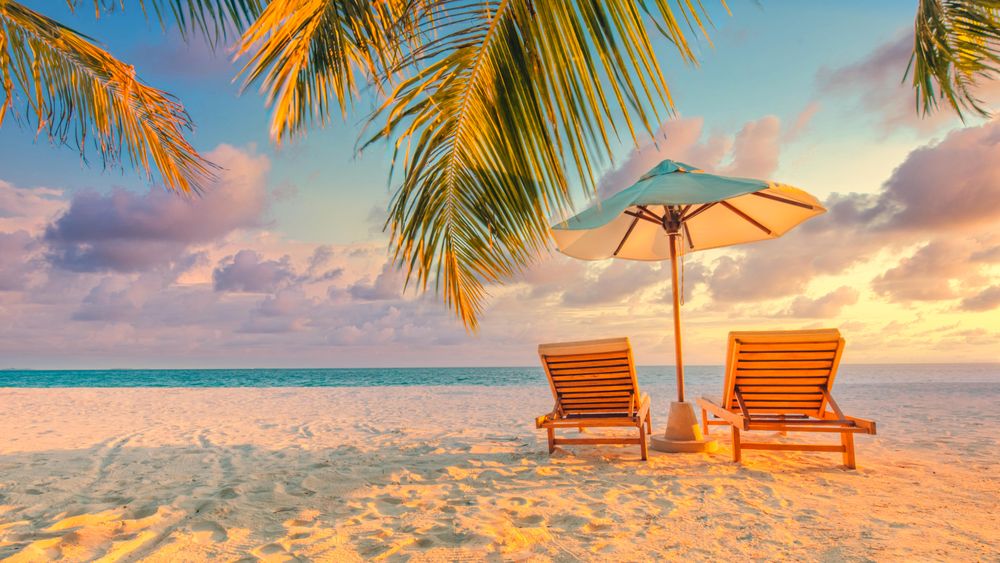 Vibrant sunset on a beautiful beach