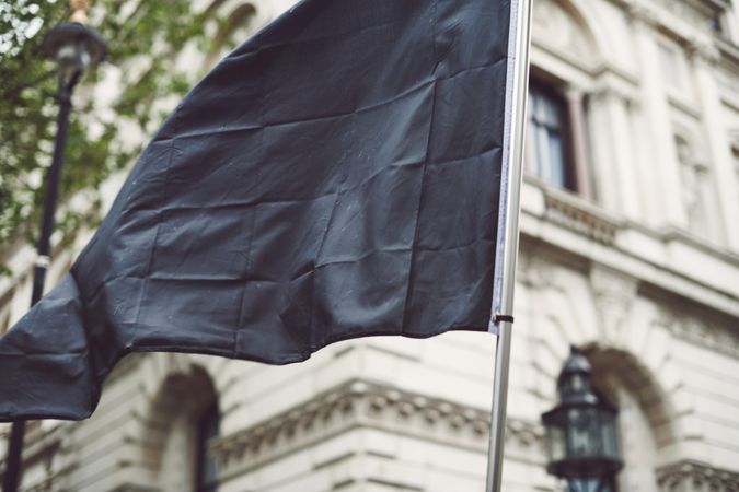 London, England, United Kingdom - June 6th, 2020: Black flag flying in London