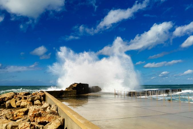 Seascape. Waves crashing on shore