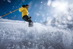 Man skiing on winter day