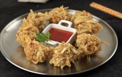 Udang Rambutan or Chinese Fried Dumpling. Shrimp Ball Breaded with Noodles