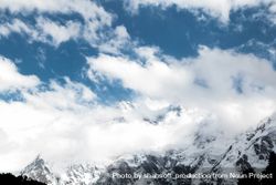 Fairy Meadows Nanga Parbat, clouds over snowy mountain range in Pakistan national park 4AkZ80