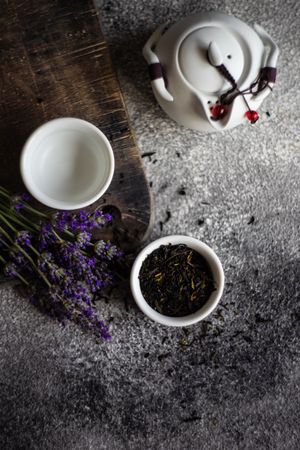 Tea set with lavender