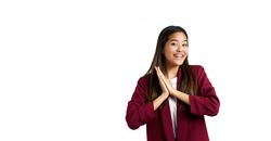 Portrait of a deeply moved Asian woman isolated