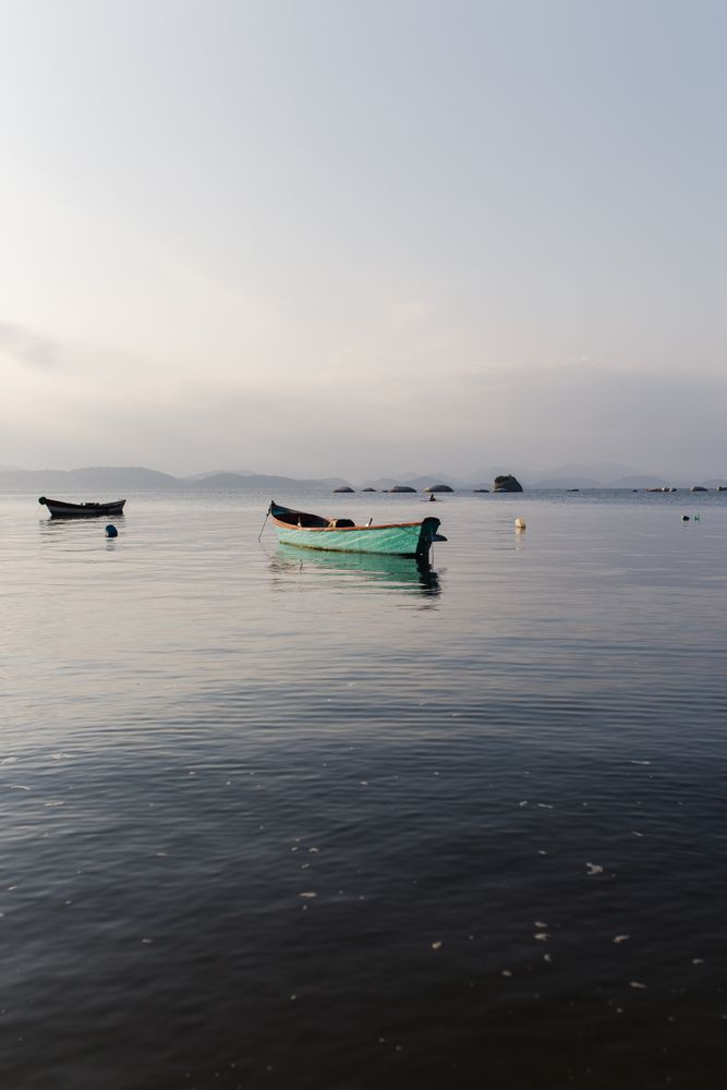 Empty boats in the sea