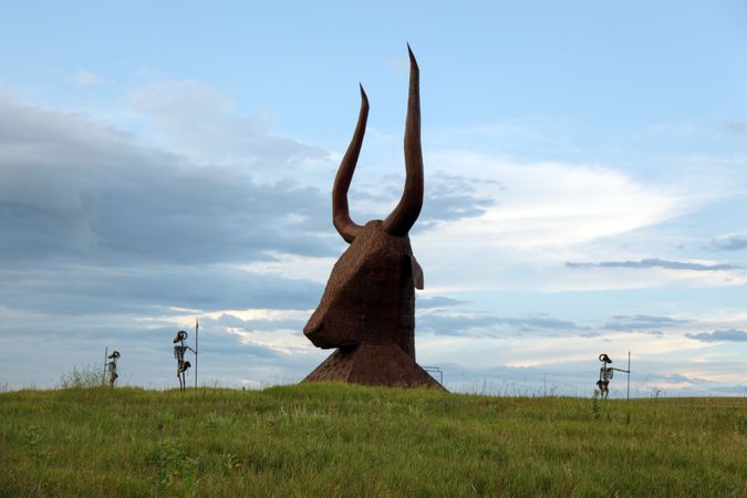 Longhorn steer head, Porter Sculpture Park, Montrose, South Dakota