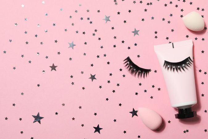 False eyelashes, concept of different makeup accessories