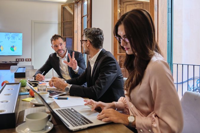 Group of colleagues working in office