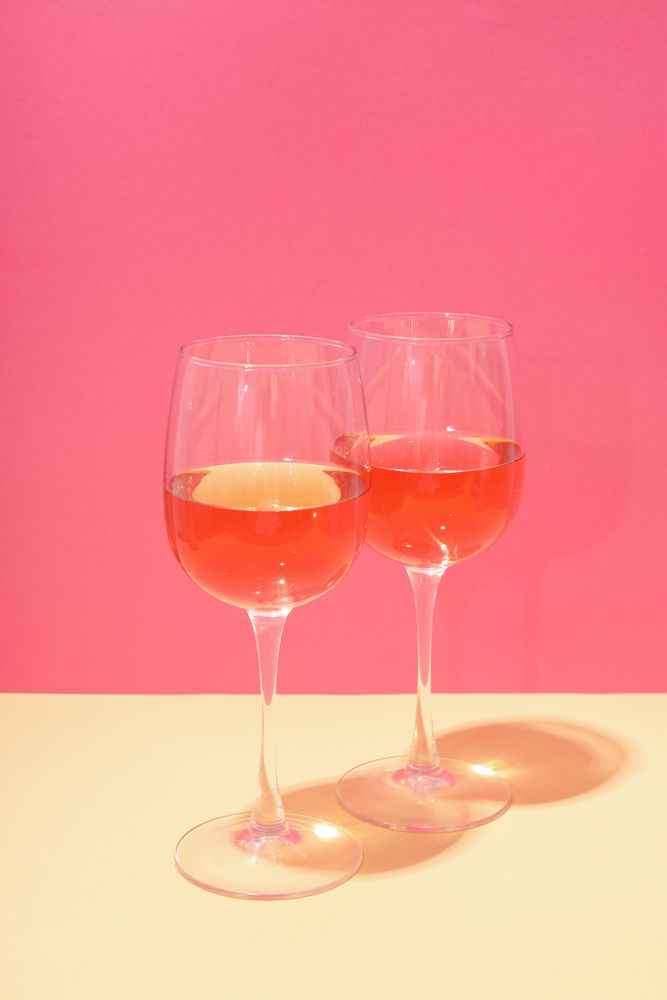 Glasses of wine, delicious alcohol drink in glasses