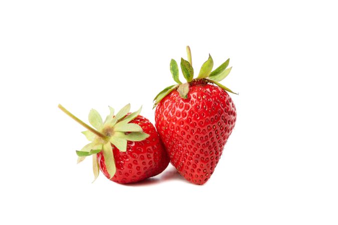 Tasty red strawberry isolated on plain background. Summer berry