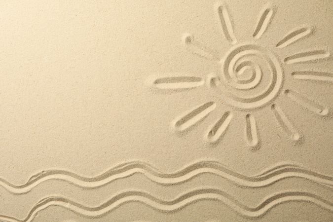 Picture of sun and waves on sea sand background
