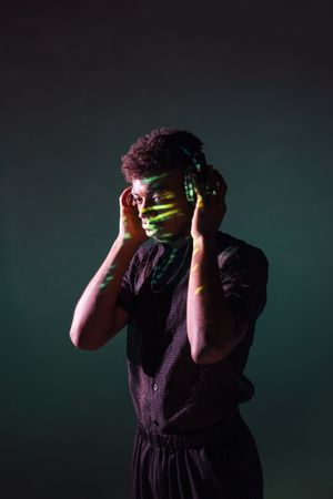 Black male listening to music