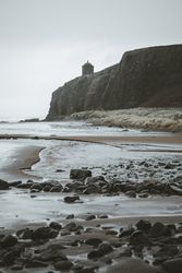 Old temple located on cliff in Northern Ireland coast