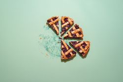 Partially eaten berry pie