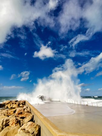 Seascape. Waves crashing on shore