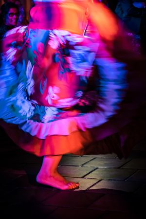 Colorful dance scene at night