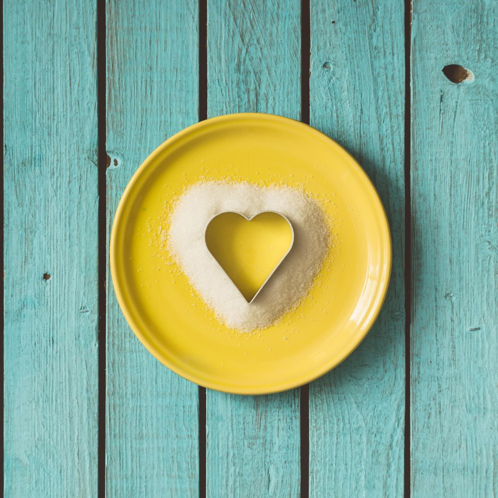 Heart made of sugar with cookie cutter