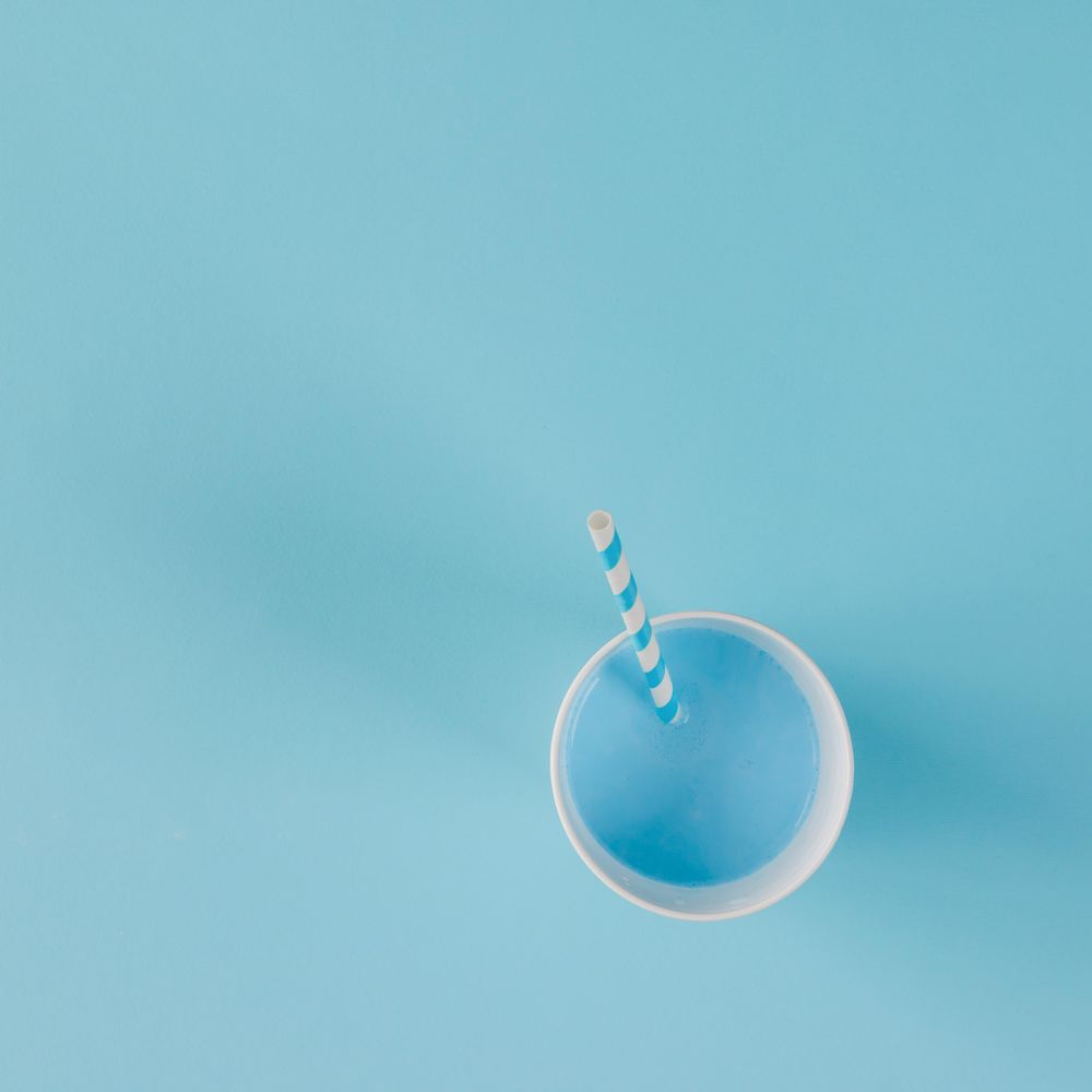 Blue drink with straw