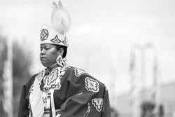 Red Wing, MN, USA - July 8th, 2017: Sioux woman in traditional dress