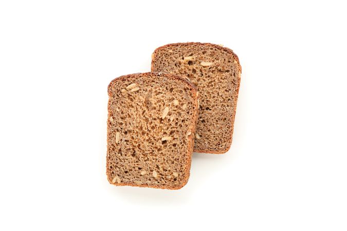Rye bread pieces isolated on blank background. Bakery products