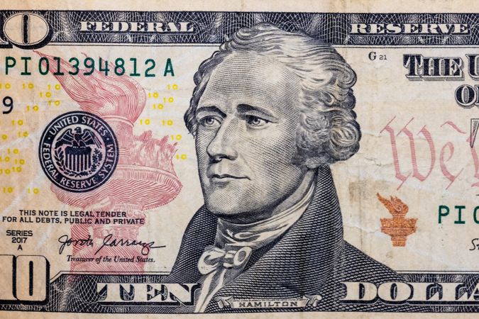 Close Up Ten Dollar Bill