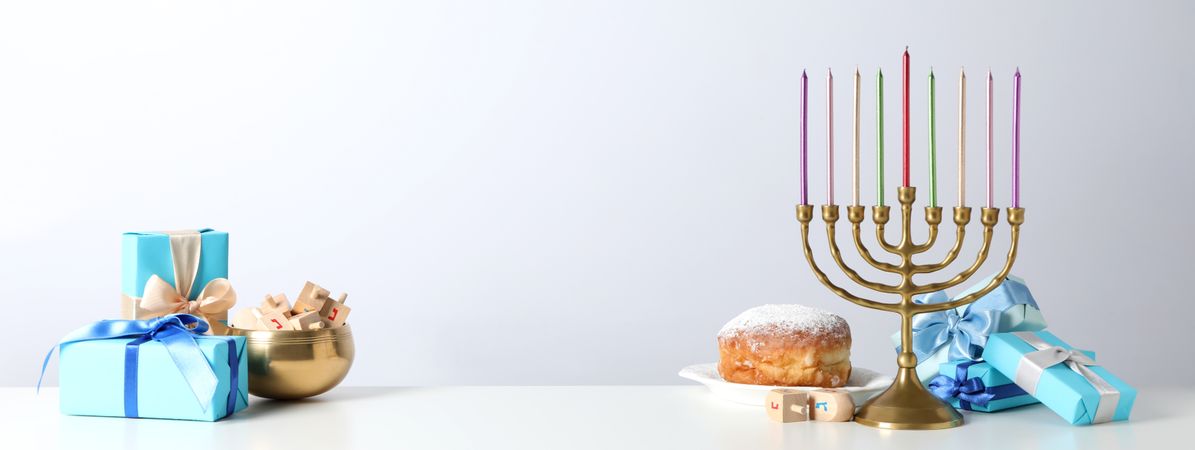 Concept of Jewish holiday, Hanukkah, space for text