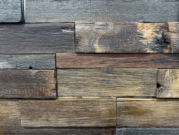 Background of grunge wood pieces in filled frame format
