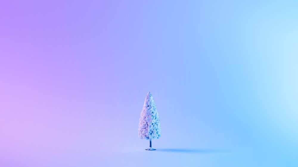 Snowy Christmas Tree In Vibrant Bold Gradient Holographic Colors Stock  Photo - Download Image Now - iStock